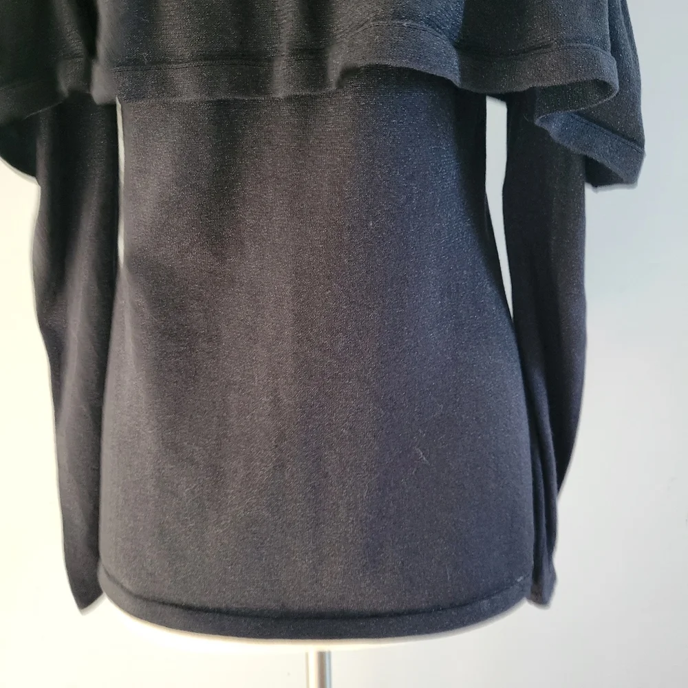 Lilly Pulitzer Burke Onyx Metallic Pullover Cold Shoulder Ruffle Sweater Black M - Picture 7 of 10